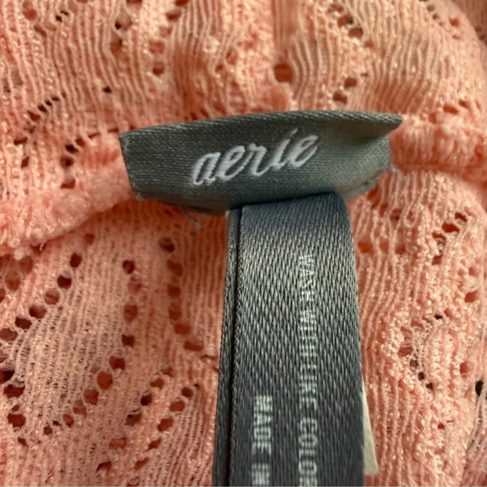 Aerie Blush Pink Lace Strapless Bandeau Size L Loungewear Stretch Festival